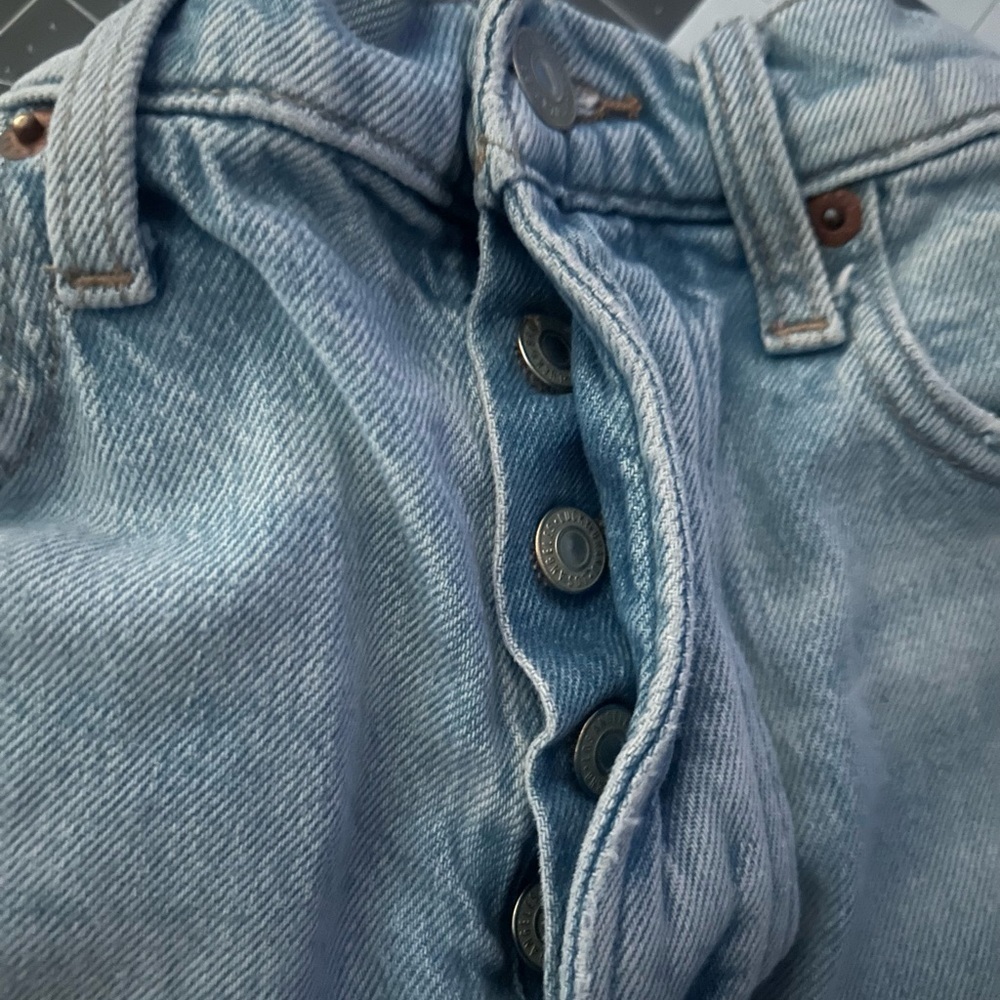 Lucky Brand Light Blue Ripped Straight Leg Jeans - Picture 6 of 9